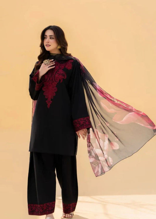 Black Rose Embroidered 3pc